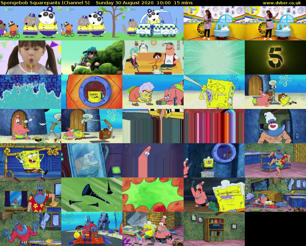 Spongebob Squarepants (Channel 5) Sunday 30 August 2020 10:00 - 10:15