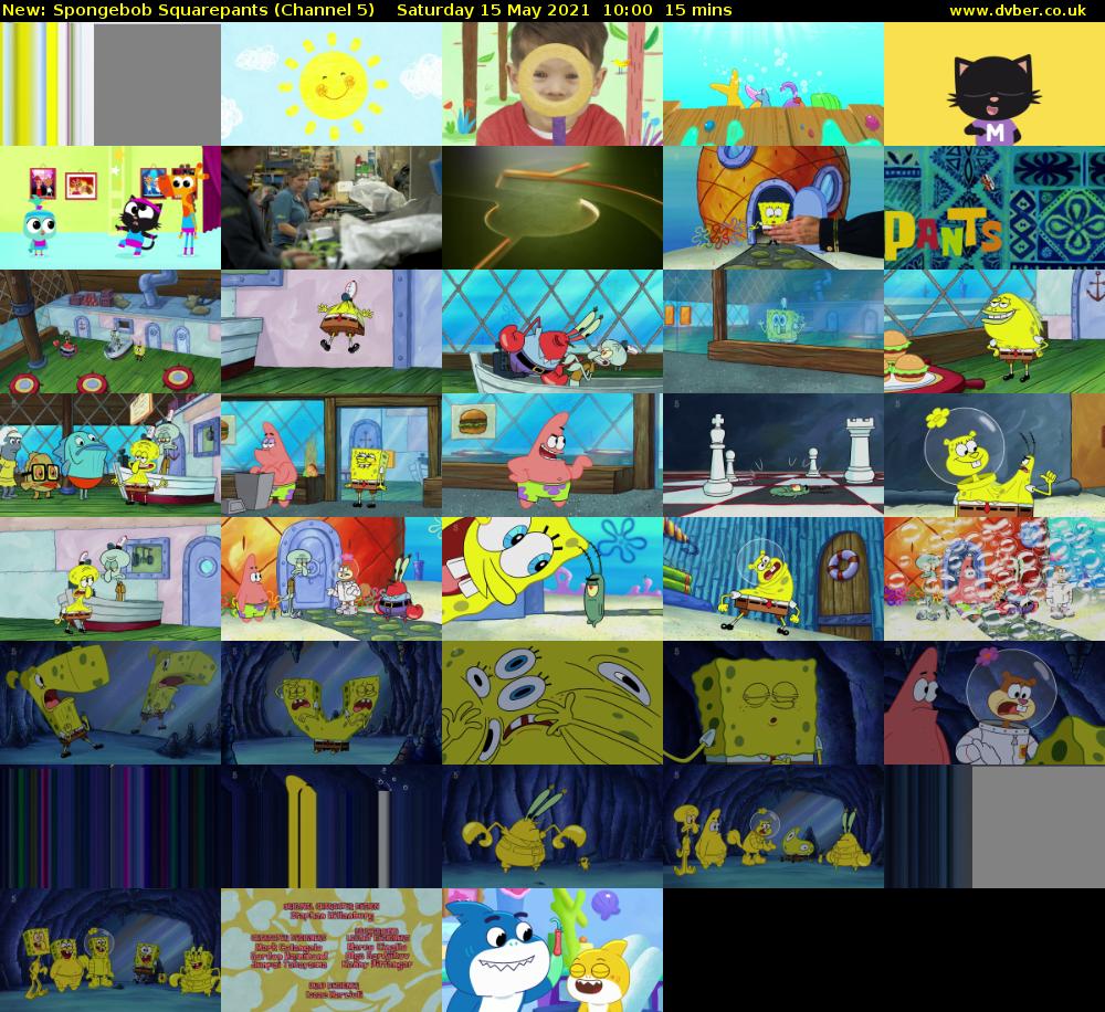 Spongebob Squarepants (Channel 5) Saturday 15 May 2021 10:00 - 10:15