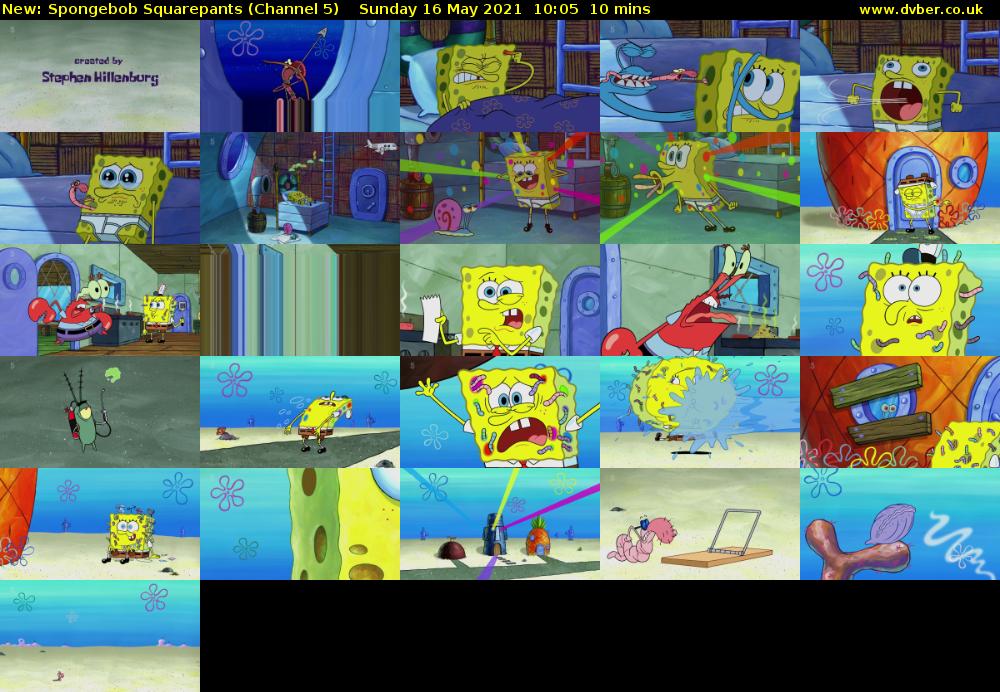 Spongebob Squarepants (Channel 5) Sunday 16 May 2021 10:05 - 10:15