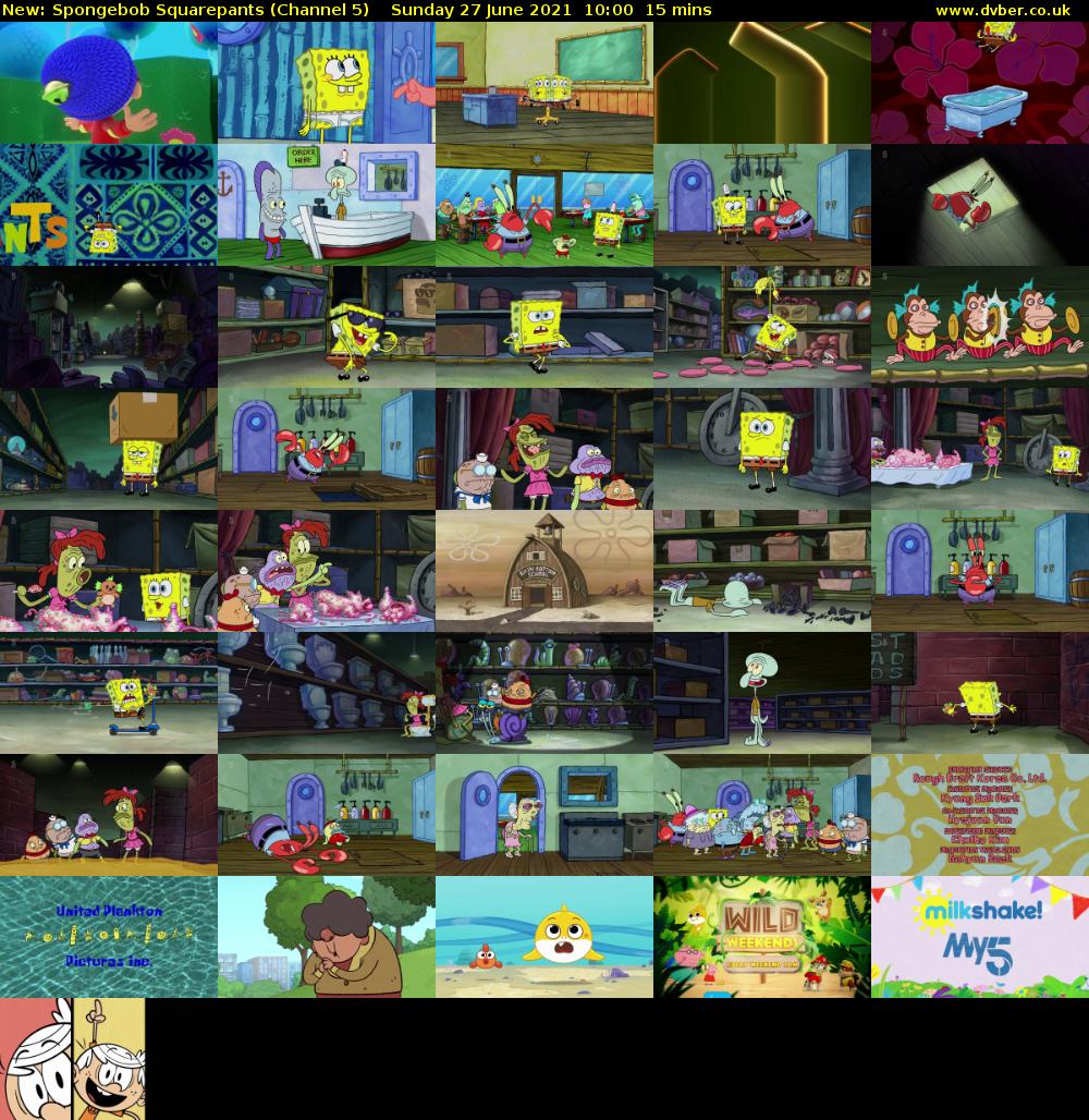 Spongebob Squarepants (Channel 5) Sunday 27 June 2021 10:00 - 10:15