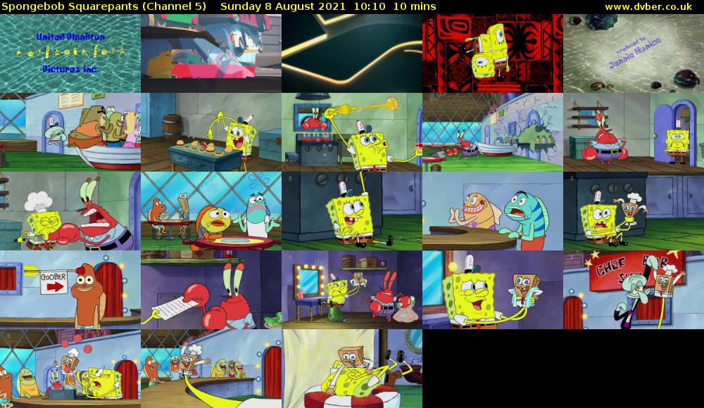 Spongebob Squarepants (Channel 5) Sunday 8 August 2021 10:10 - 10:20