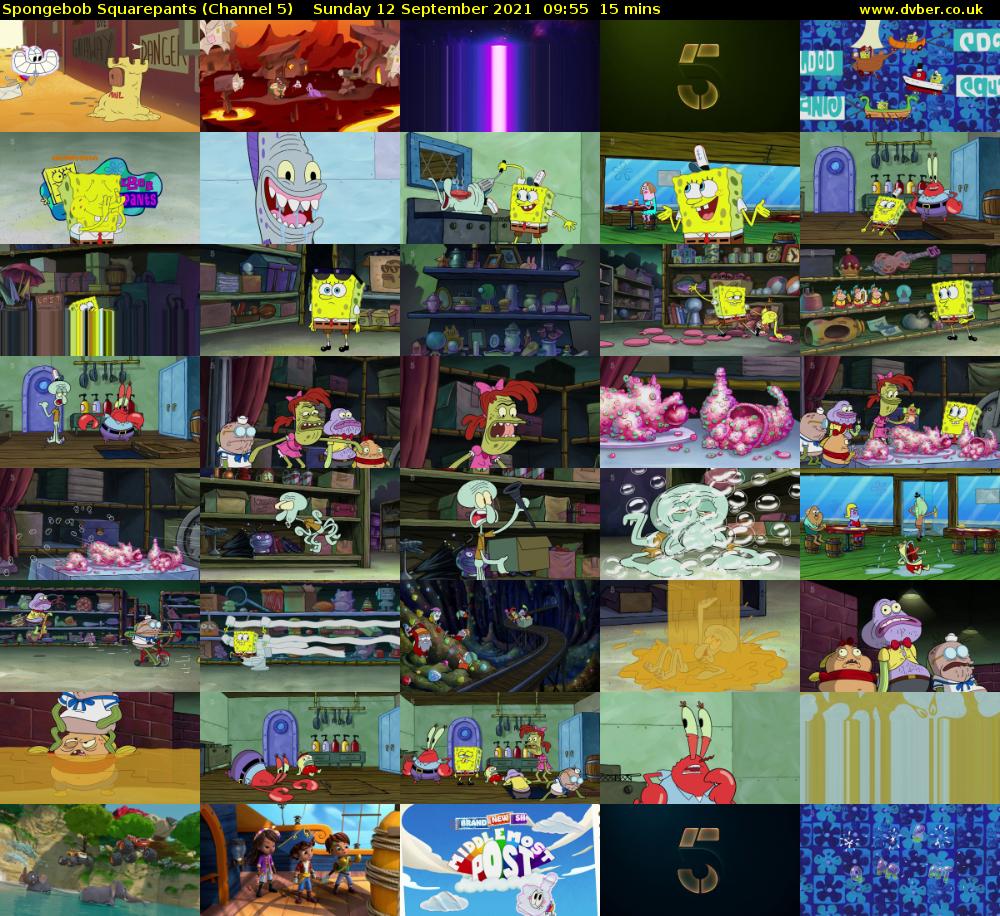 Spongebob Squarepants (Channel 5) Sunday 12 September 2021 09:55 - 10:10