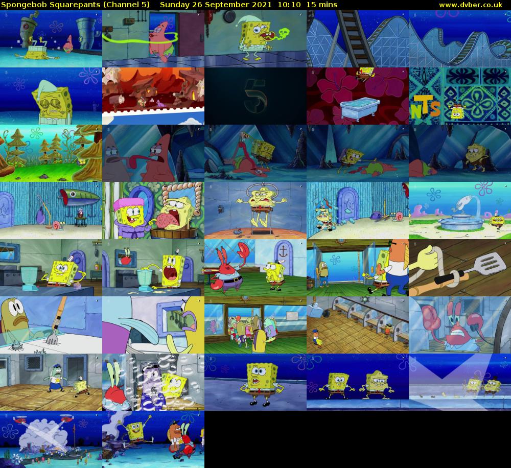 Spongebob Squarepants (Channel 5) Sunday 26 September 2021 10:10 - 10:25