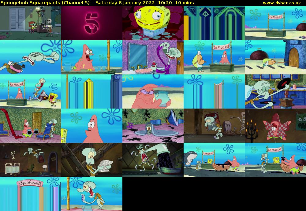 Spongebob Squarepants (Channel 5) Saturday 8 January 2022 10:20 - 10:30