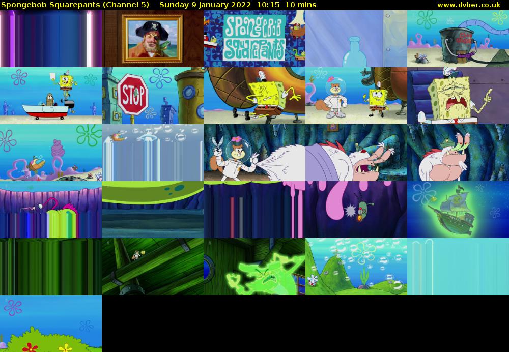 Spongebob Squarepants (Channel 5) Sunday 9 January 2022 10:15 - 10:25