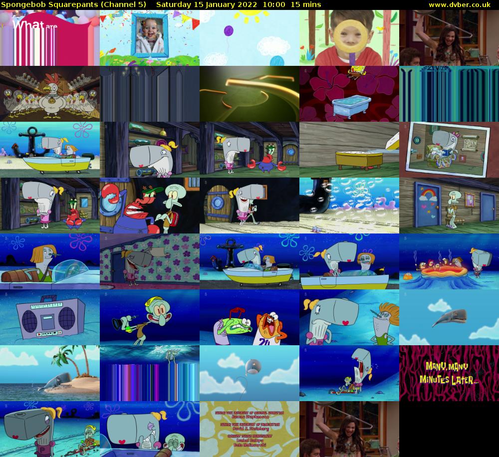 Spongebob Squarepants (Channel 5) Saturday 15 January 2022 10:00 - 10:15