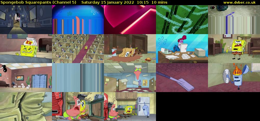 Spongebob Squarepants (Channel 5) Saturday 15 January 2022 10:15 - 10:25