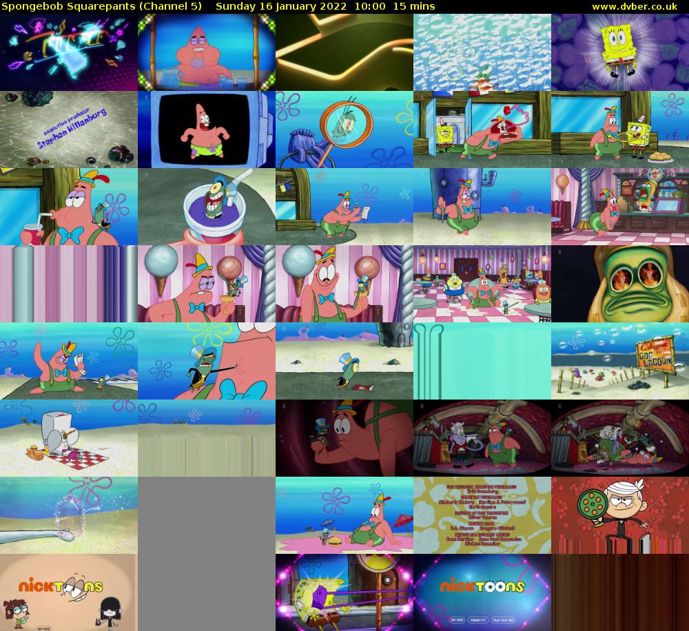 Spongebob Squarepants (Channel 5) Sunday 16 January 2022 10:00 - 10:15