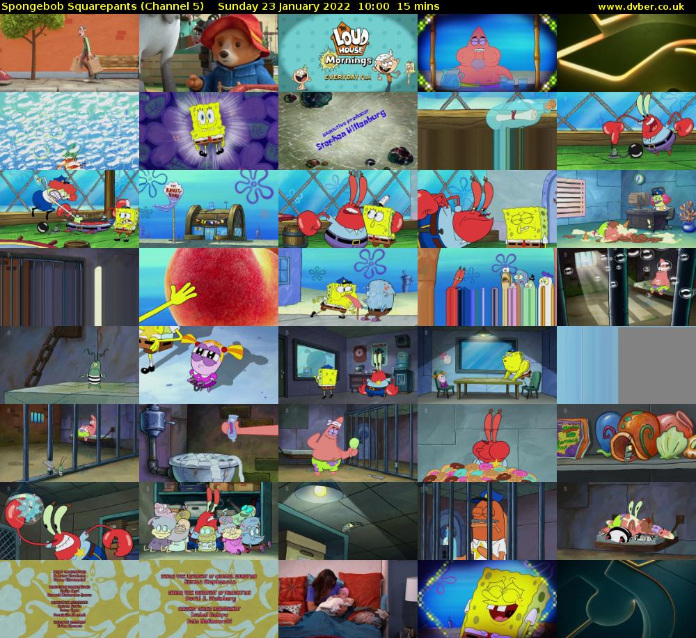 Spongebob Squarepants (Channel 5) Sunday 23 January 2022 10:00 - 10:15