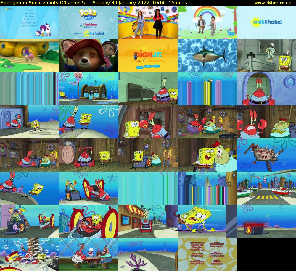 Spongebob Squarepants (Channel 5) Sunday 30 January 2022 10:00 - 10:15