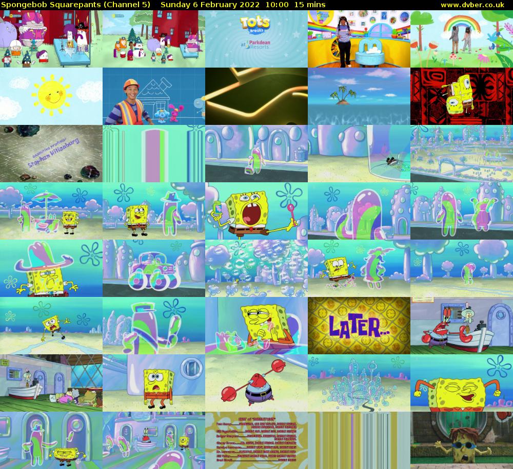 Spongebob Squarepants (Channel 5) Sunday 6 February 2022 10:00 - 10:15