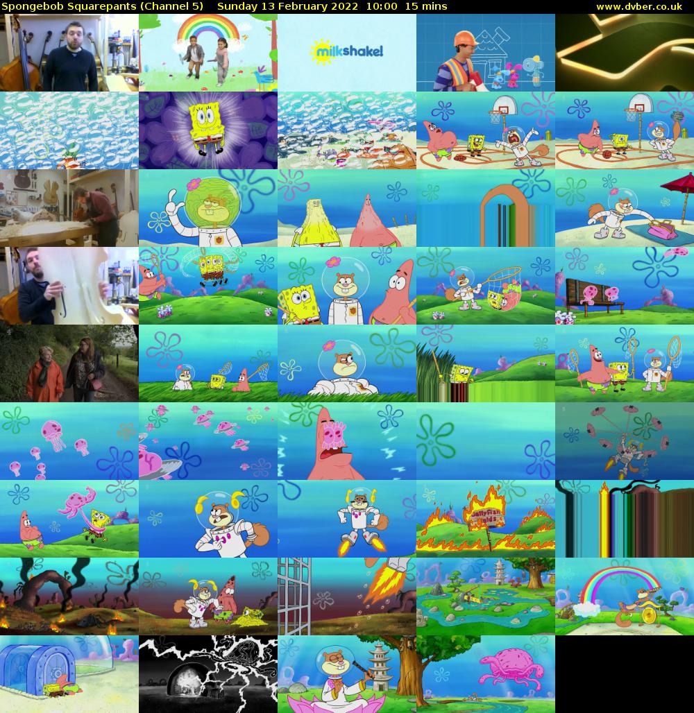 Spongebob Squarepants (Channel 5) Sunday 13 February 2022 10:00 - 10:15