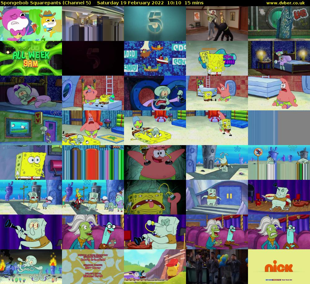 Spongebob Squarepants (Channel 5) Saturday 19 February 2022 10:10 - 10:25