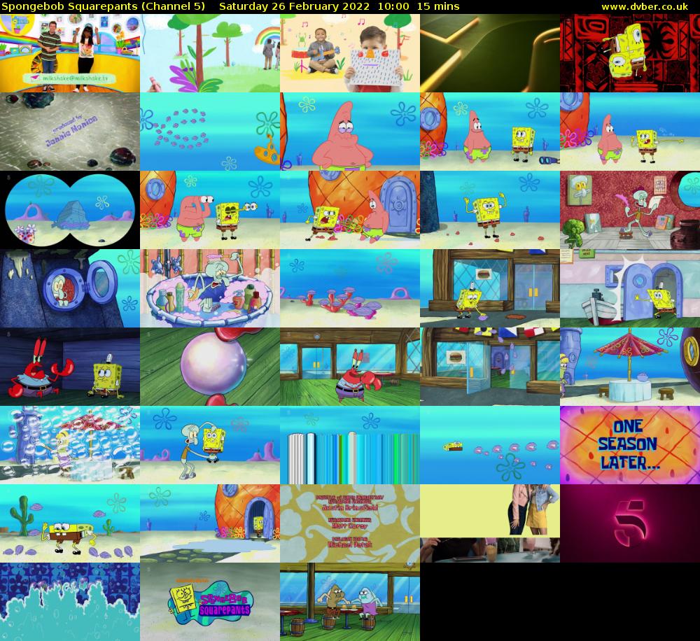 Spongebob Squarepants (Channel 5) Saturday 26 February 2022 10:00 - 10:15
