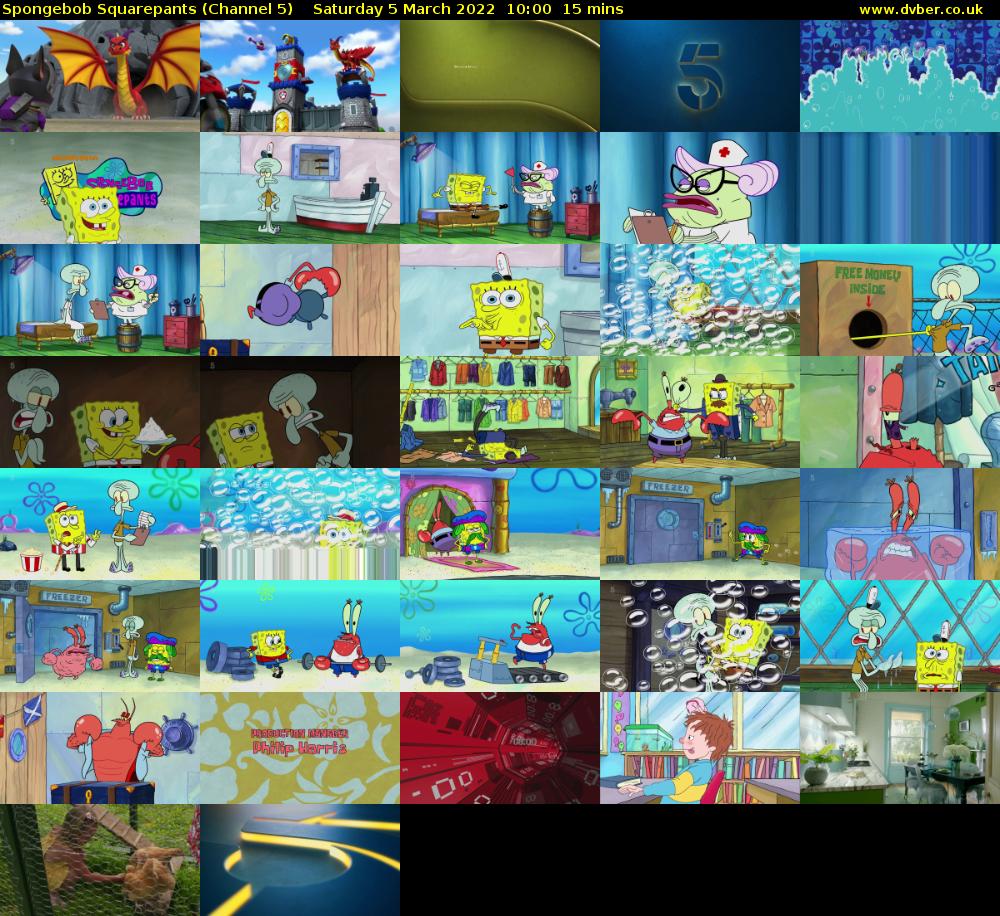 Spongebob Squarepants (Channel 5) Saturday 5 March 2022 10:00 - 10:15