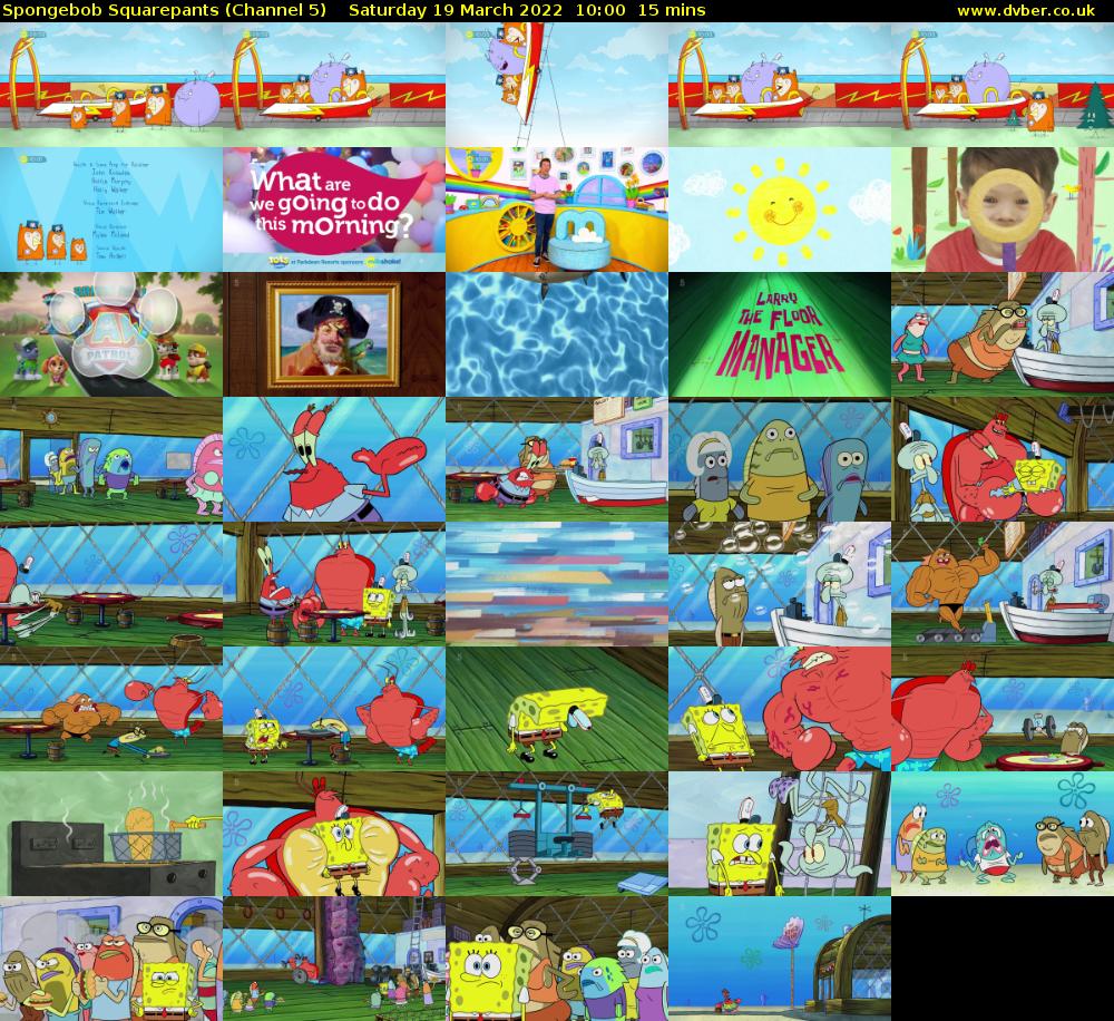 Spongebob Squarepants (Channel 5) Saturday 19 March 2022 10:00 - 10:15