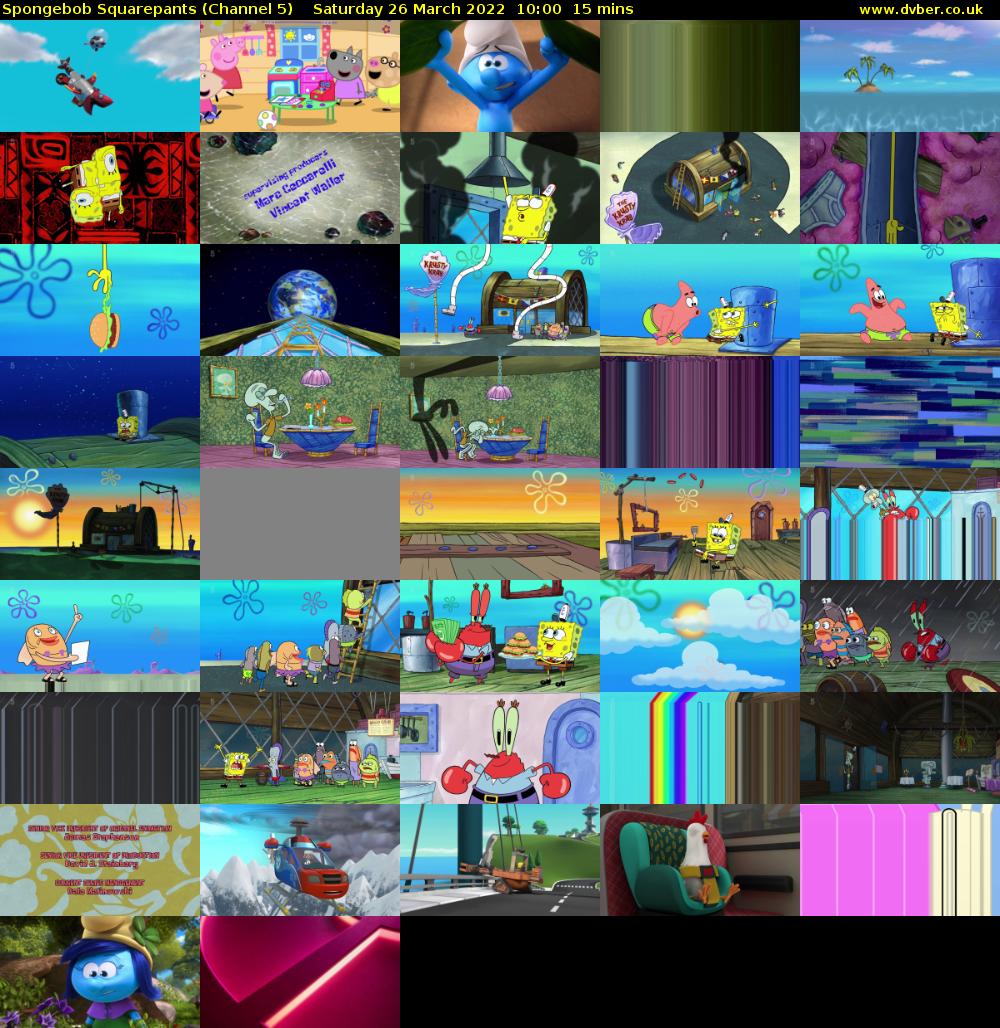 Spongebob Squarepants (Channel 5) Saturday 26 March 2022 10:00 - 10:15