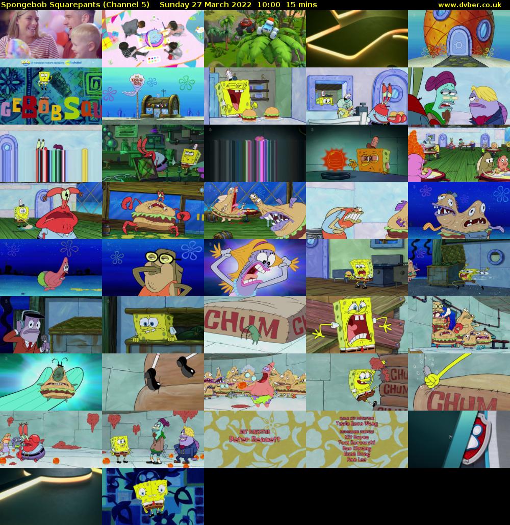 Spongebob Squarepants (Channel 5) Sunday 27 March 2022 10:00 - 10:15