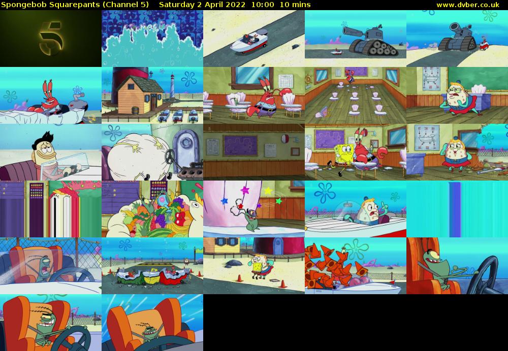 Spongebob Squarepants (Channel 5) Saturday 2 April 2022 10:00 - 10:10
