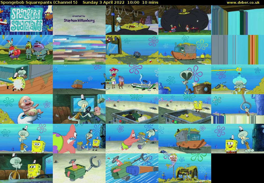 Spongebob Squarepants (Channel 5) Sunday 3 April 2022 10:00 - 10:10