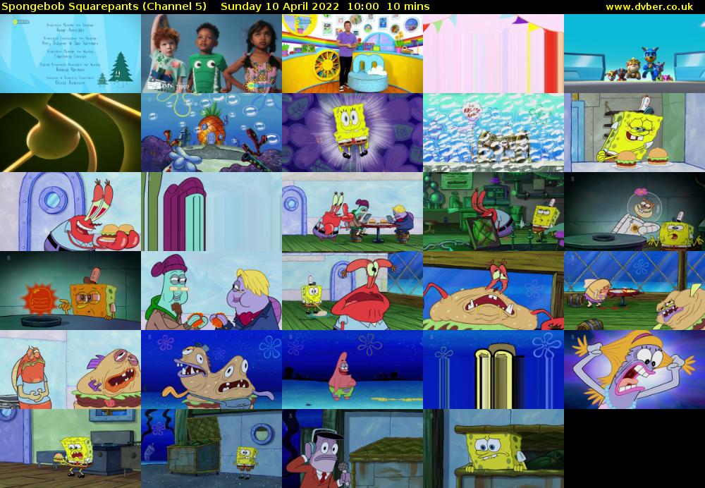 Spongebob Squarepants (Channel 5) Sunday 10 April 2022 10:00 - 10:10