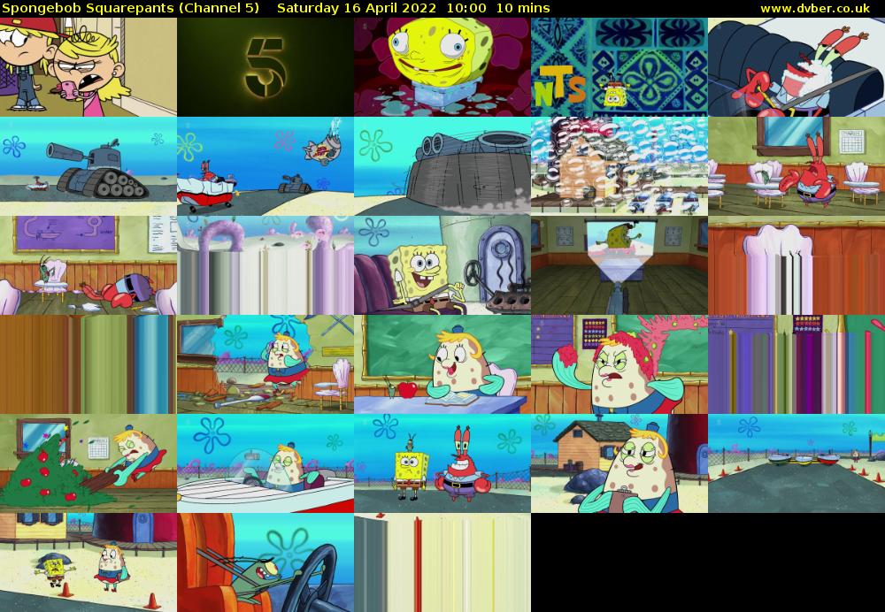 Spongebob Squarepants (Channel 5) Saturday 16 April 2022 10:00 - 10:10