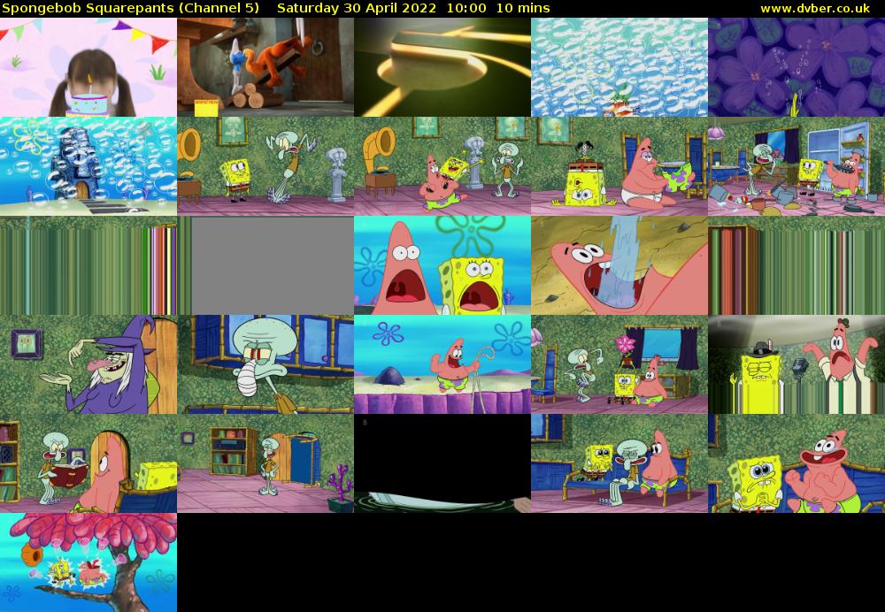 Spongebob Squarepants (Channel 5) Saturday 30 April 2022 10:00 - 10:10