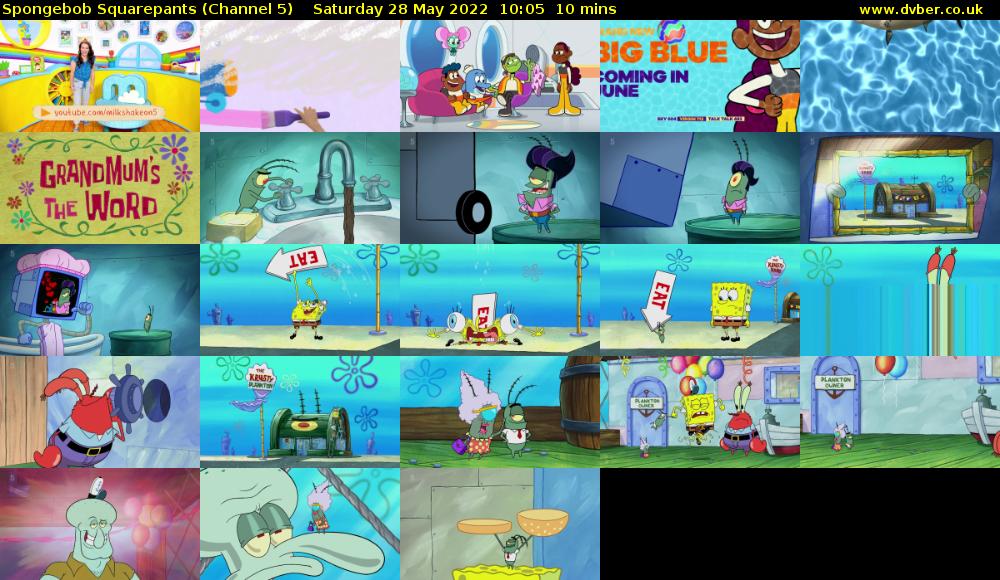 Spongebob Squarepants (Channel 5) Saturday 28 May 2022 10:05 - 10:15