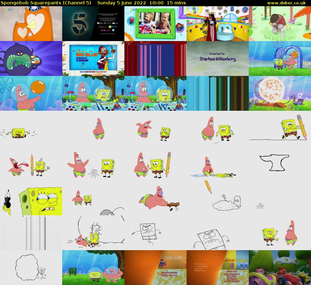 Spongebob Squarepants (Channel 5) Sunday 5 June 2022 10:00 - 10:15