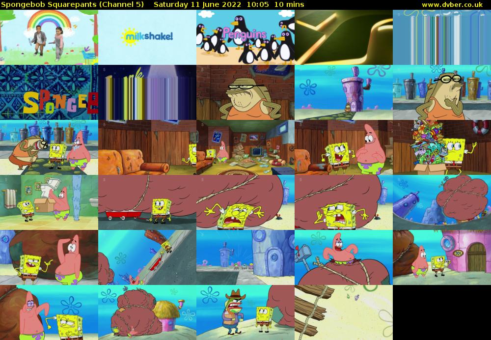 Spongebob Squarepants (Channel 5) Saturday 11 June 2022 10:05 - 10:15