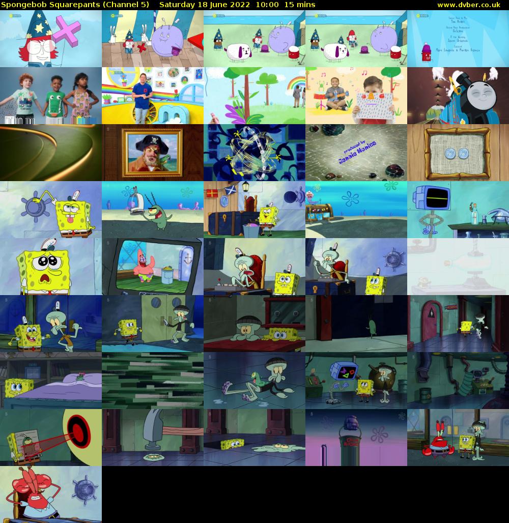 Spongebob Squarepants (Channel 5) Saturday 18 June 2022 10:00 - 10:15