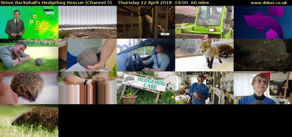 Steve Backshall's Hedgehog Rescue (Channel 5) Thursday 12 April 2018 19:00 - 20:00