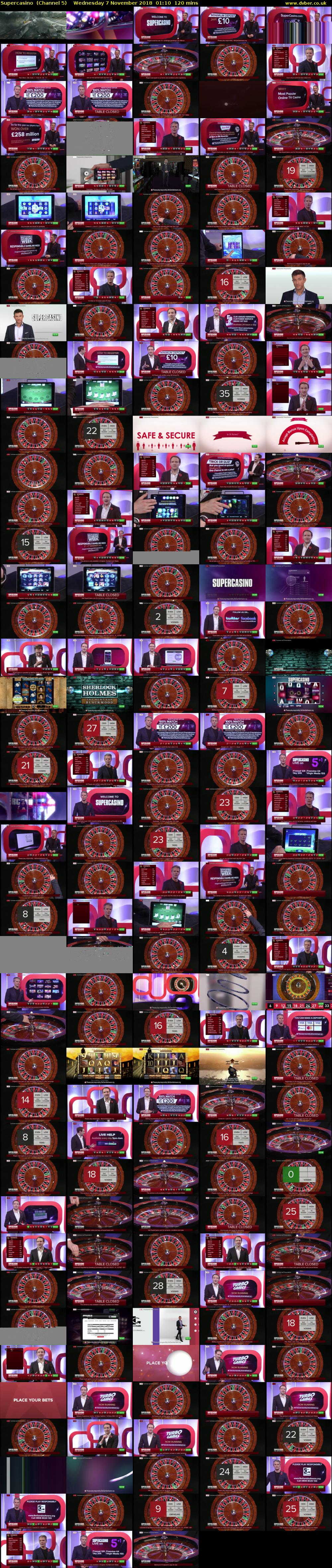 Supercasino  (Channel 5) Wednesday 7 November 2018 01:10 - 03:10