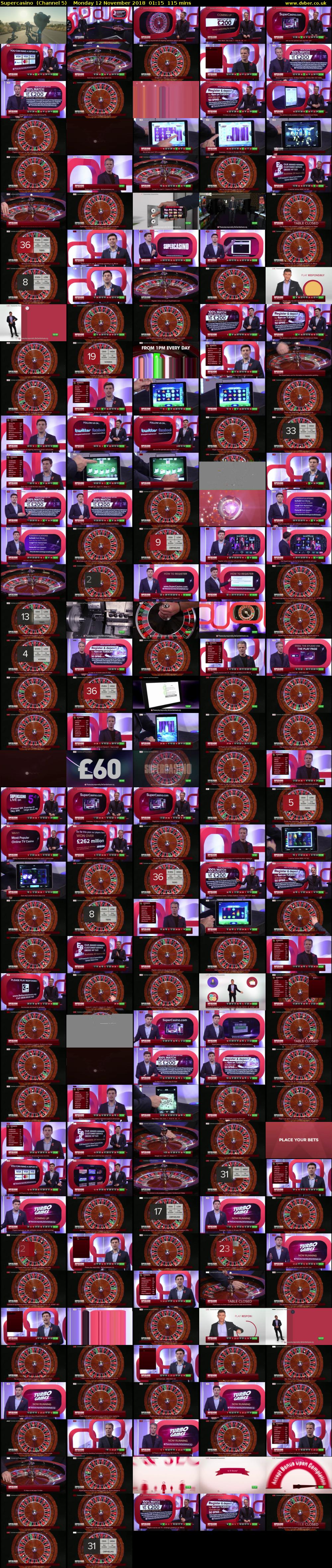 Supercasino  (Channel 5) Monday 12 November 2018 01:15 - 03:10