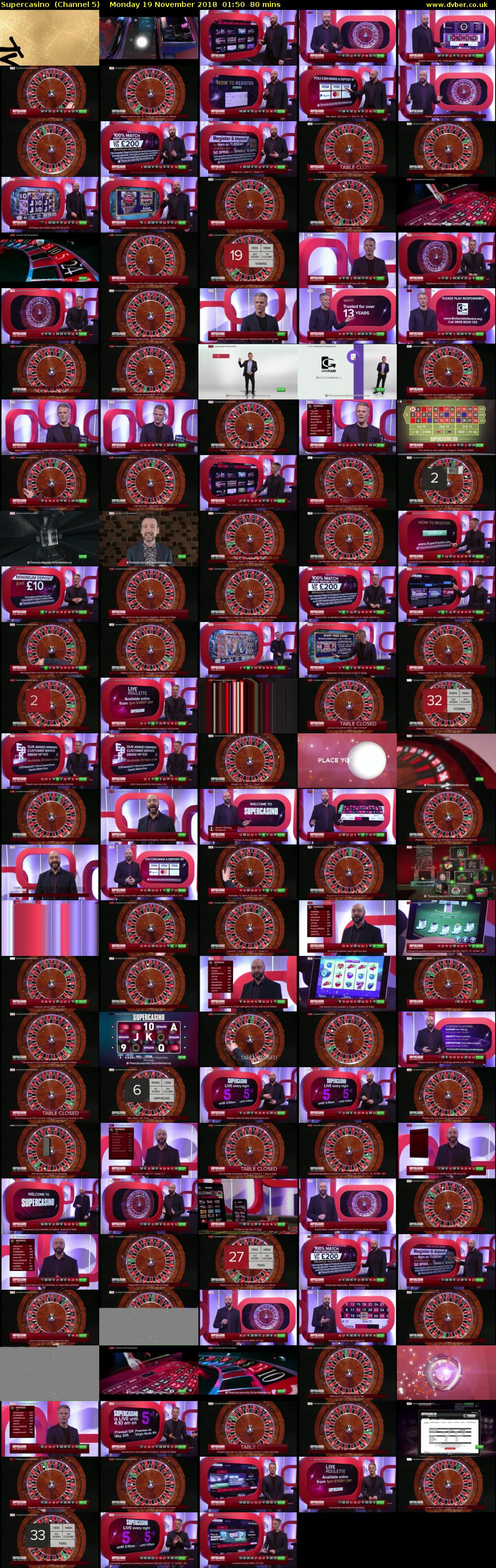 Supercasino  (Channel 5) Monday 19 November 2018 01:50 - 03:10