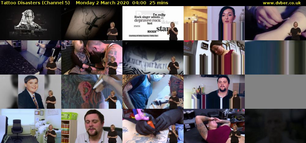 Tattoo Disasters (Channel 5) Monday 2 March 2020 04:00 - 04:25