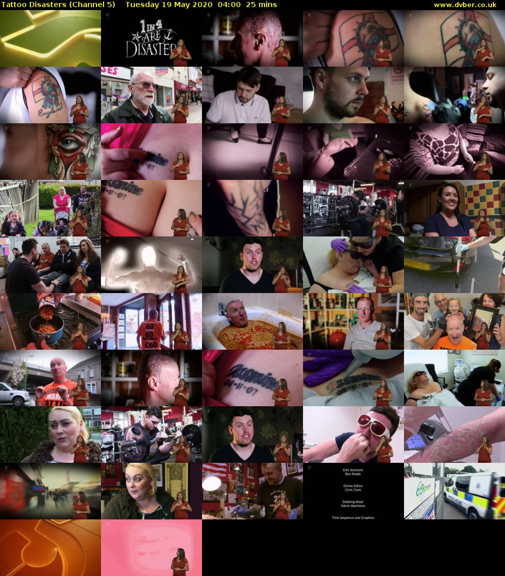 Tattoo Disasters (Channel 5) Tuesday 19 May 2020 04:00 - 04:25