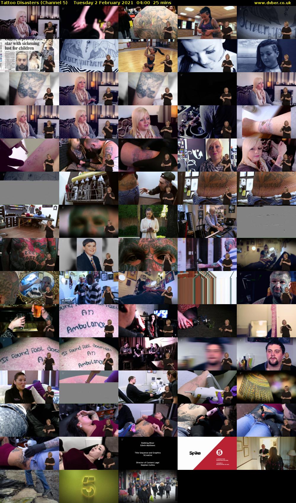 Tattoo Disasters (Channel 5) Tuesday 2 February 2021 04:00 - 04:25