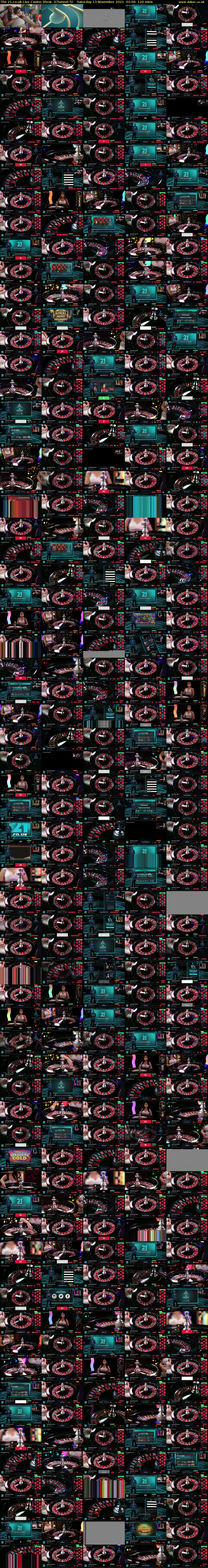 The 21.co.uk Live Casino Show  (Channel 5) Saturday 13 November 2021 01:00 - 03:00