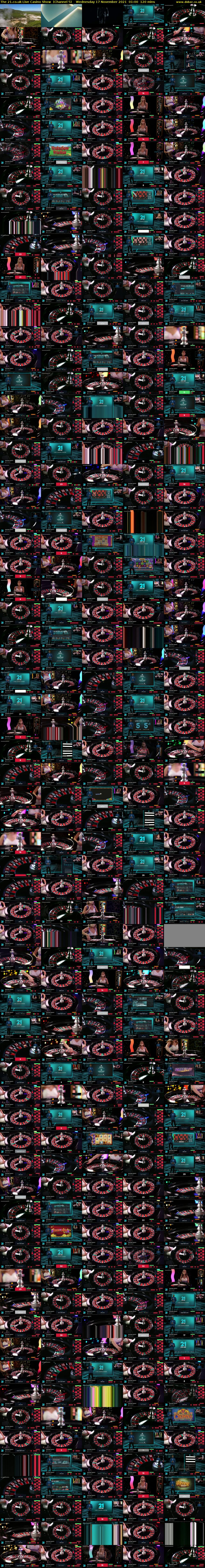 The 21.co.uk Live Casino Show  (Channel 5) Wednesday 17 November 2021 01:00 - 03:00