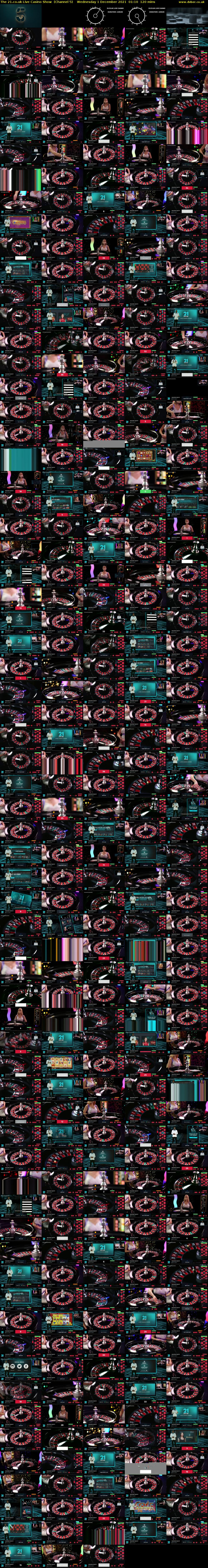 The 21.co.uk Live Casino Show  (Channel 5) Wednesday 1 December 2021 01:10 - 03:10