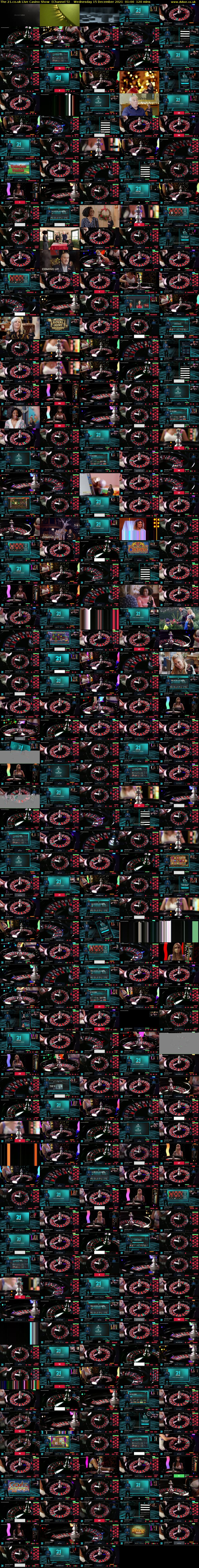 The 21.co.uk Live Casino Show  (Channel 5) Wednesday 15 December 2021 01:00 - 03:00