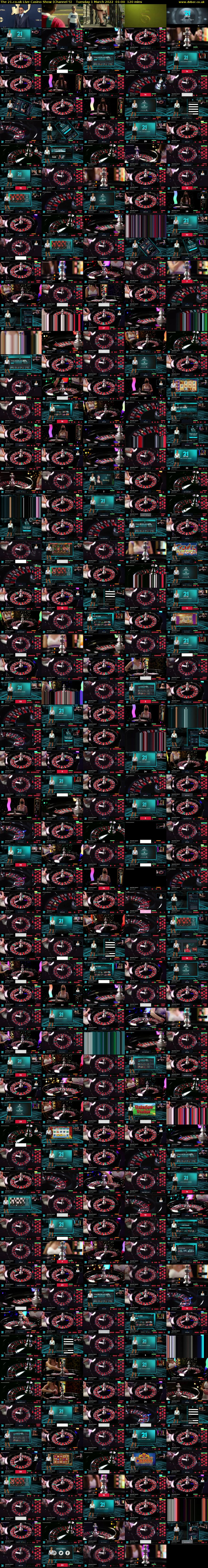 The 21.co.uk Live Casino Show (Channel 5) Tuesday 1 March 2022 01:00 - 03:00