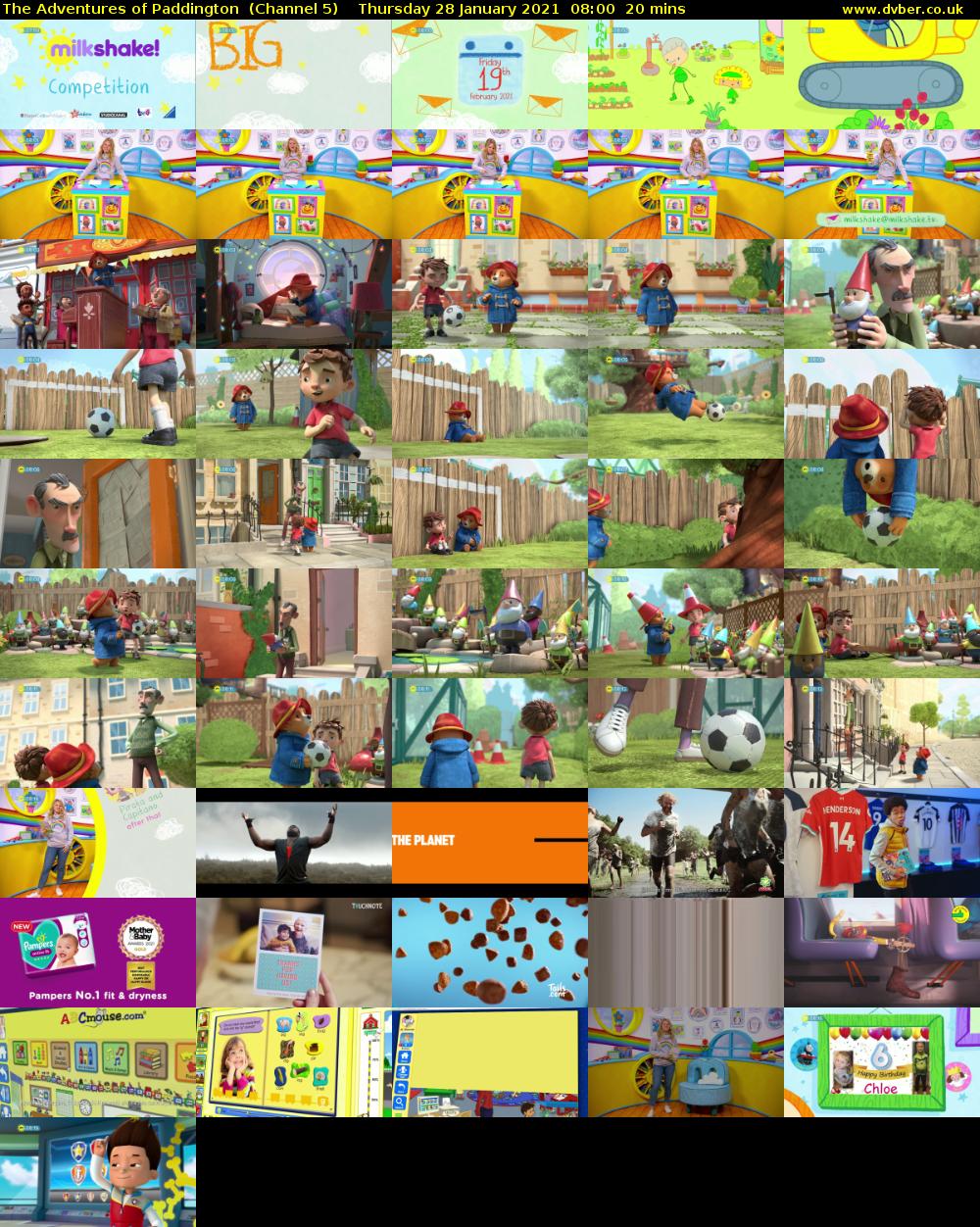 The Adventures of Paddington  (Channel 5) Thursday 28 January 2021 08:00 - 08:20