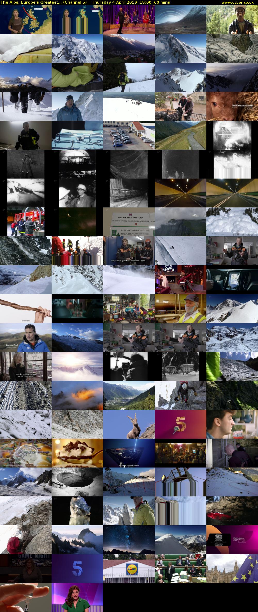 The Alps: Europe's Greatest... (Channel 5) Thursday 4 April 2019 19:00 - 20:00