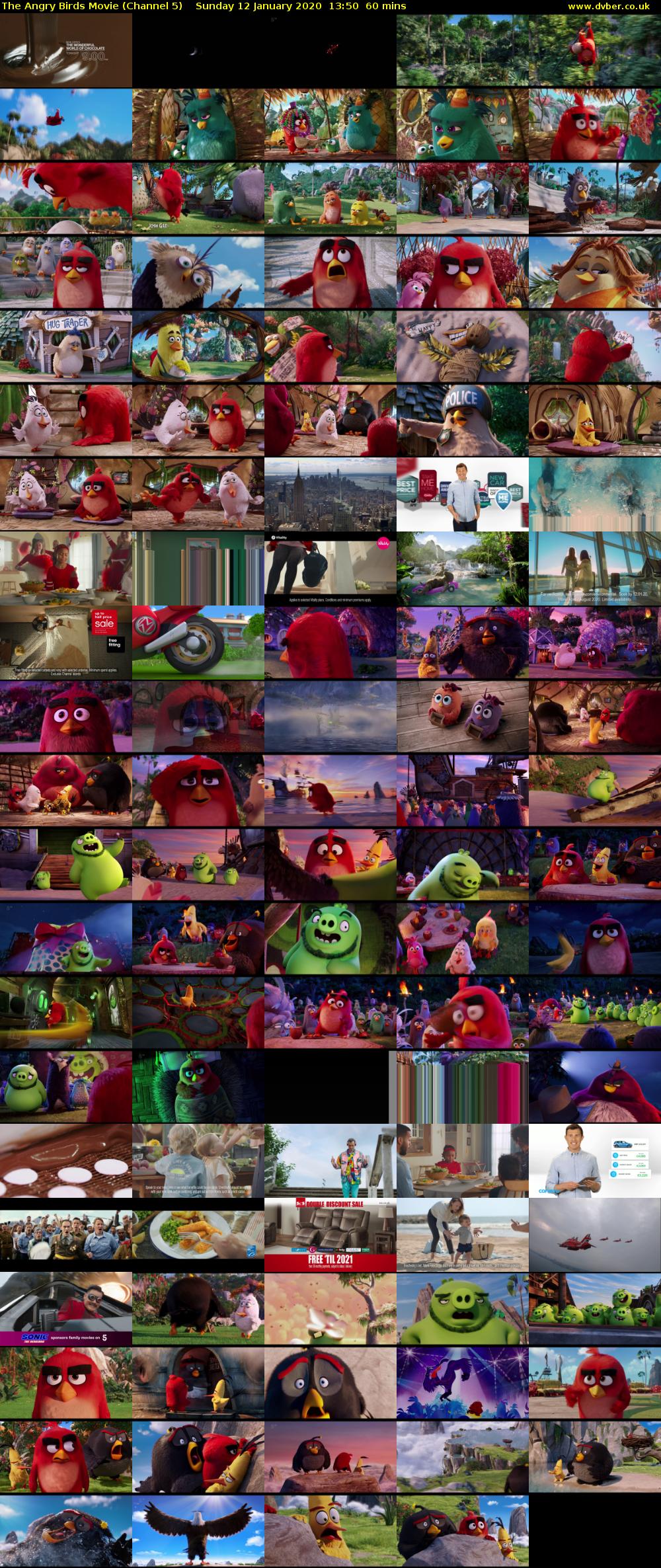 The Angry Birds Movie (Channel 5) Sunday 12 January 2020 13:50 - 14:50