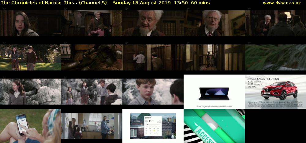 The Chronicles of Narnia: The... (Channel 5) Sunday 18 August 2019 13:50 - 14:50