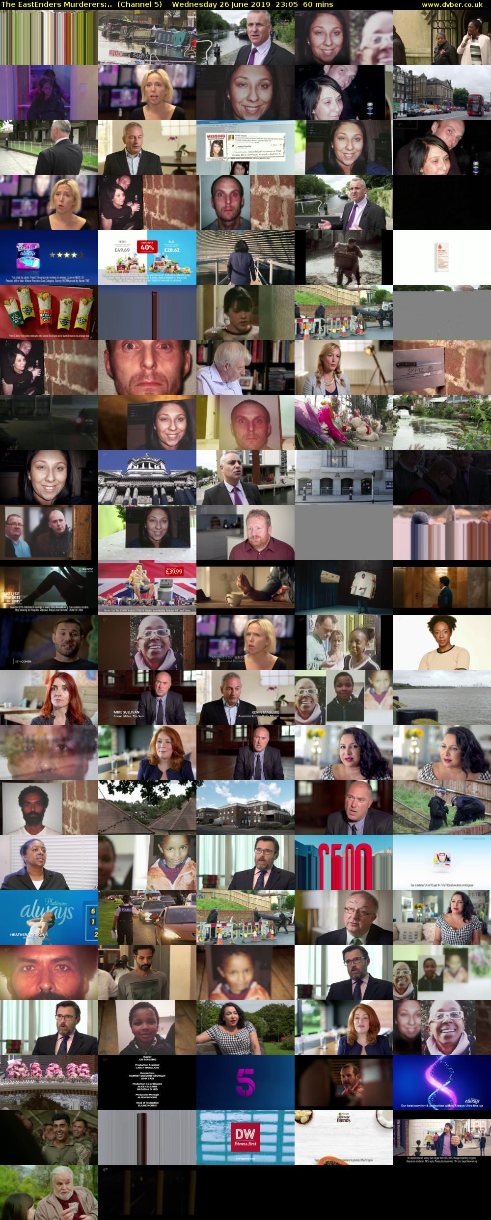 The EastEnders Murderers:..  (Channel 5) Wednesday 26 June 2019 23:05 - 00:05
