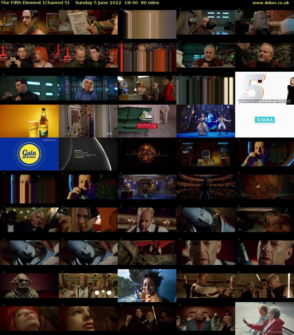 The Fifth Element (Channel 5) Sunday 5 June 2022 18:40 - 20:00