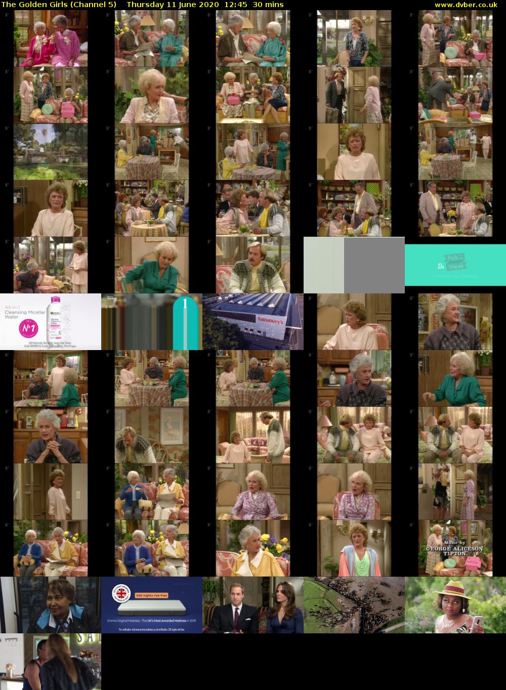 The Golden Girls (Channel 5) Thursday 11 June 2020 12:45 - 13:15